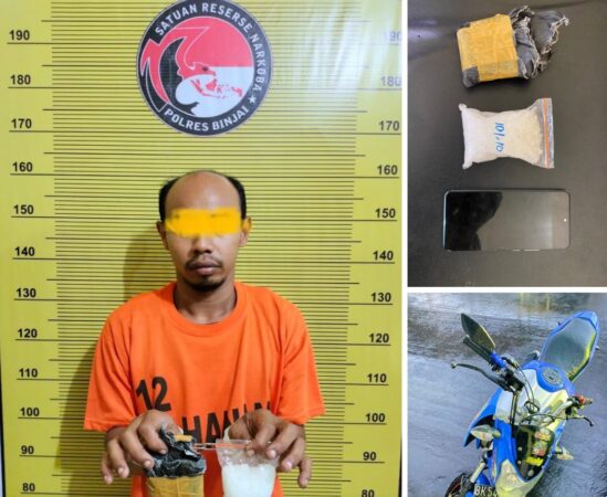 Sat Res Narkoba Polres Binjai Tangkap Bandar Narkoba saat Duduk Diatas Sepeda Motor Mau Transaksi Sabu