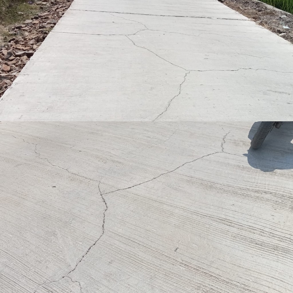 Rabat Beton Desa Pematang Baru Yang Di Bangun Dengan Uang Rakyat Tiga 