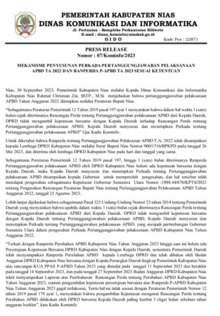 Mekanisme Penyusunan Perkada Pertanggungjawaban Pelaksanaan  APBD TA 2022 Dan Ranperda P-APBD TA 2023 Sesuai Ketentuan