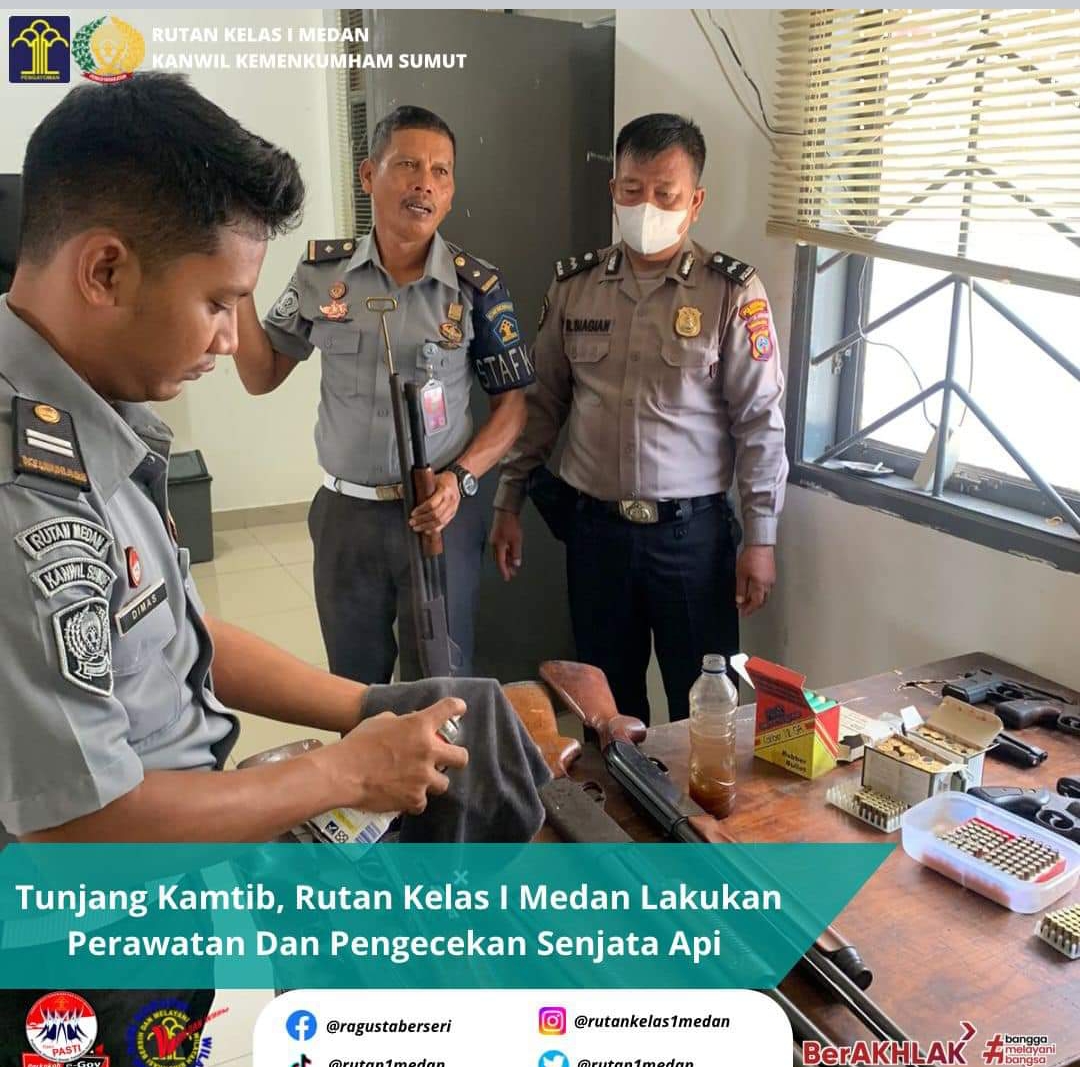 menunjang-kamtib,-rutan-kelas-i-medan-lakukan-perawatan-dan-pengecekan-senjata-api