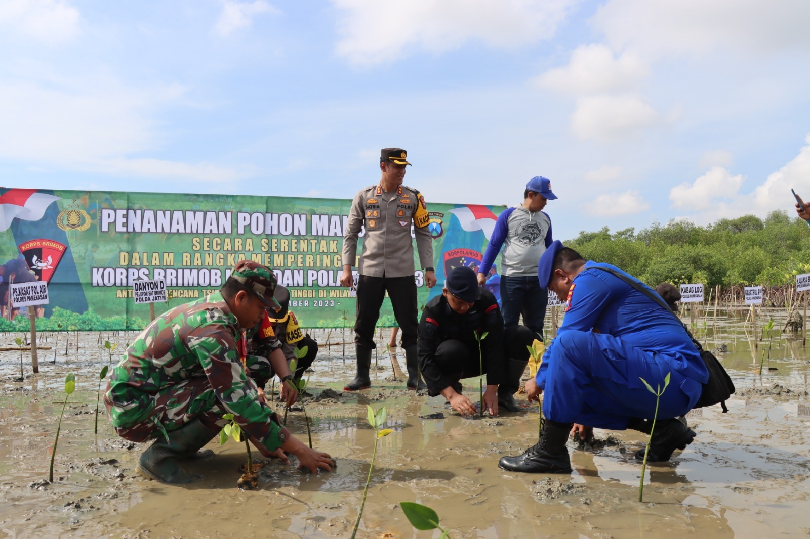 peringati-hut-brimob-ke-78-dan-polairud-ke-73,-polri-hijaukan-pantai-ekowisata-mangrove-lembung