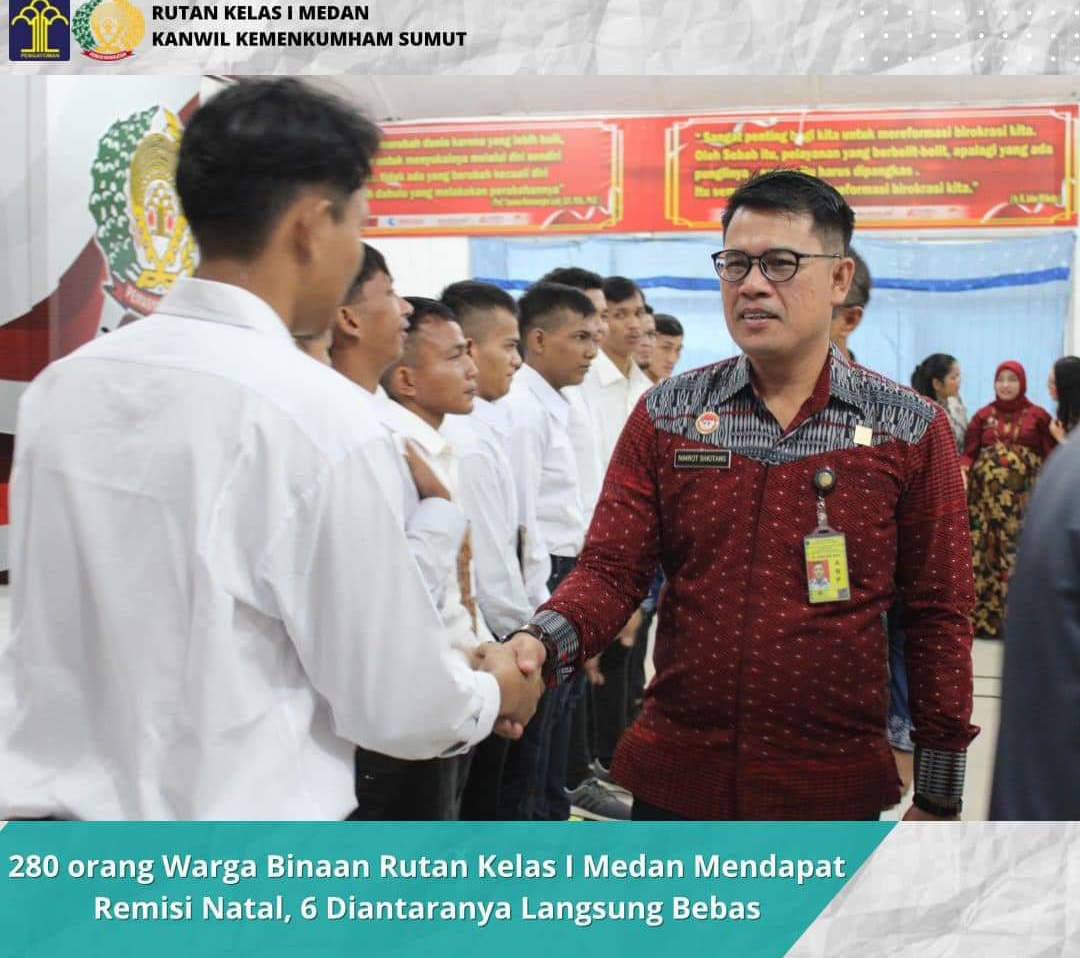 280-orang-warga-binaan-rutan-kelas-i-medan-mendapat-remisi-natal,-6-diantaranya-langsung-bebas