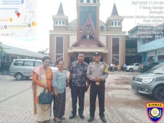 Polrestabes Medan Pengamanan Ibadah Natal di Gereja HKBP Padang Bulan