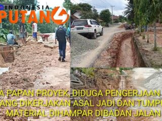 Papan Informasi Tidak Dipasang Dan Tumpukan Material Proyek Menghambat Masyarakat Pengguna Jalan, Diduga Pekerjaan Drainase di Desa Karya Mukti Sinar Peninjauan OKU Dikerjakan Asal Jadi