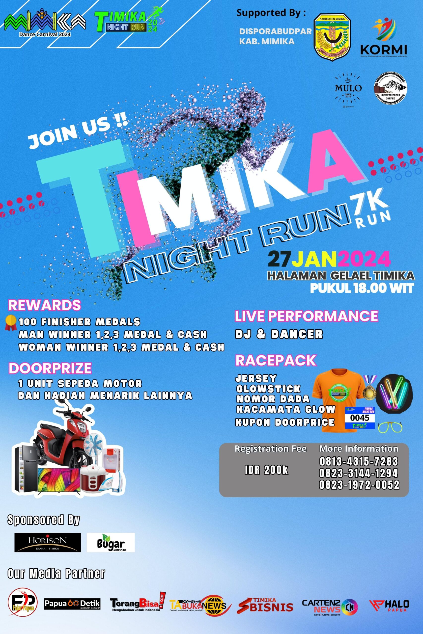 timika-night-run-awali-rangkaian-road-to-mimika-dance-carnival-2024,-panitia-siapkan-doorprise-sepeda-motor