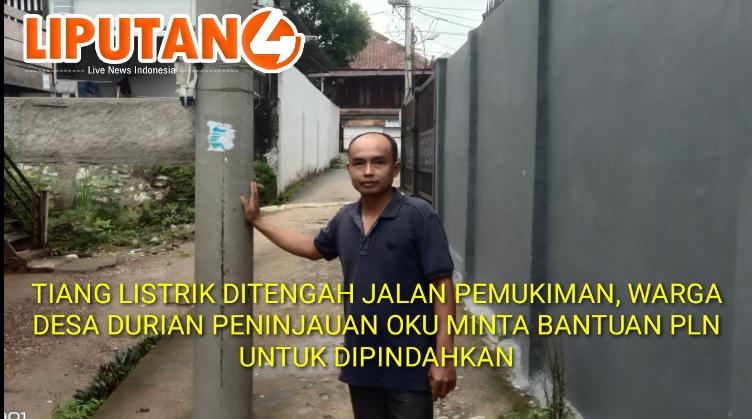 tiang-listrik-ditengah-jalan-pemukiman,-warga-desa-durian-peninjauan-oku-meminta-bantuan-pln-untuk-dapat-memindahkan