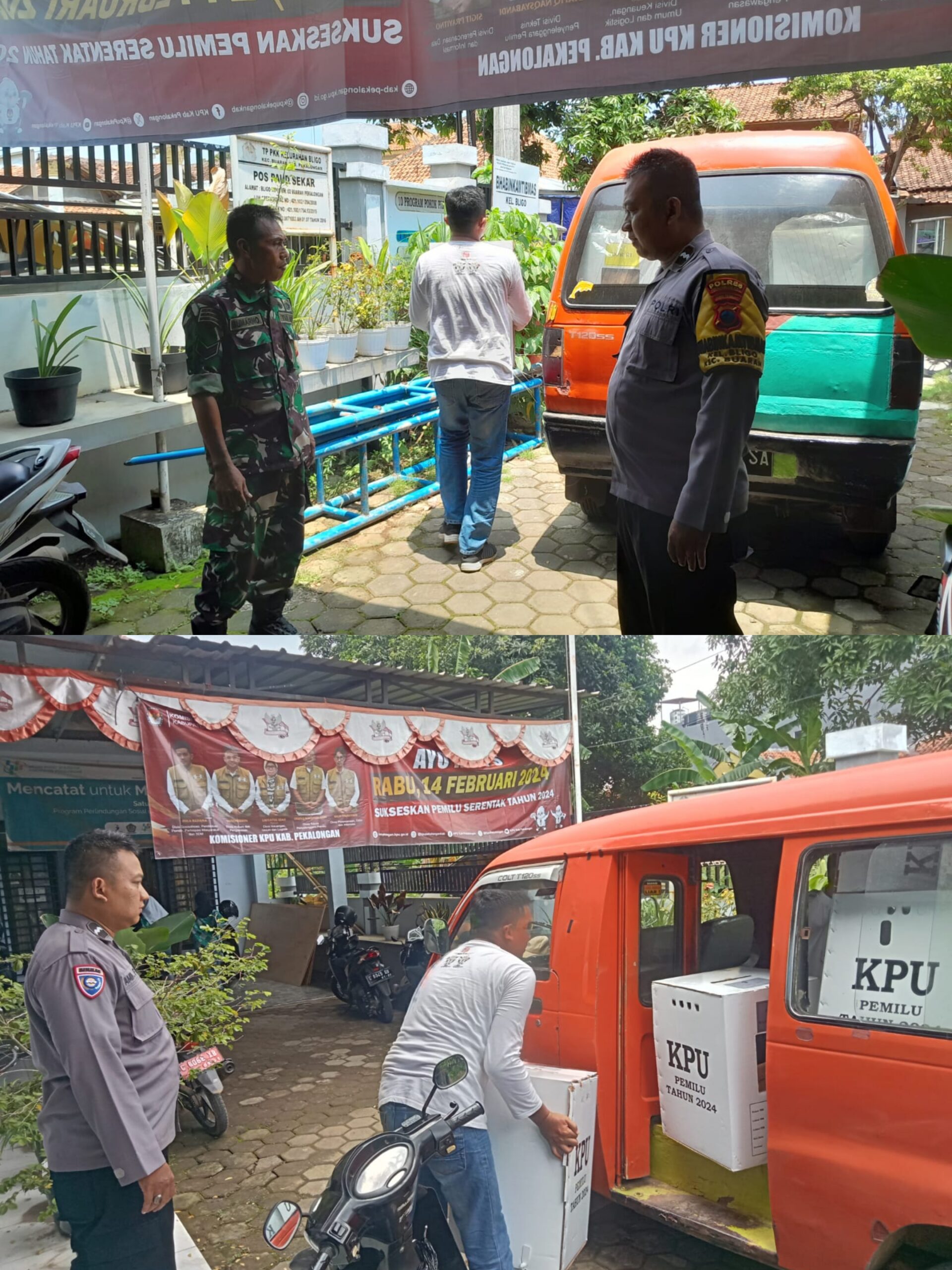 personel-polres-pekalongan-kota-kawal-pergeseran-logistik-pemilu-2024-dari-pps-menuju-ppk-di-kecamatan-buaran