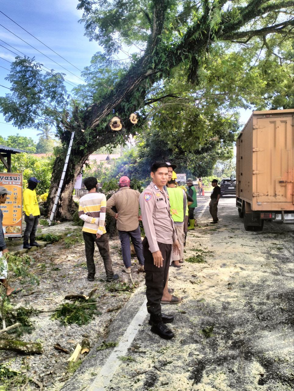 merespons-kondisi-darurat-akibat-penebangan-pohon-bhabinkamtibmas-lakukan-pam-dan-pengaturan-lalu-lintas