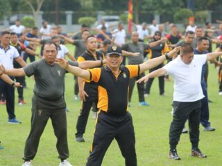 Polres Binjai Laksanakan olahraga bersama Ketua  Bhayangkari Cabang Binjai