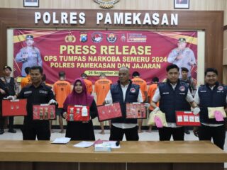 Operasi Tumpas Narkoba Semeru, Polres Pamekasan Mengamankan 8 pengedar dan 1 pengguna Narkoba