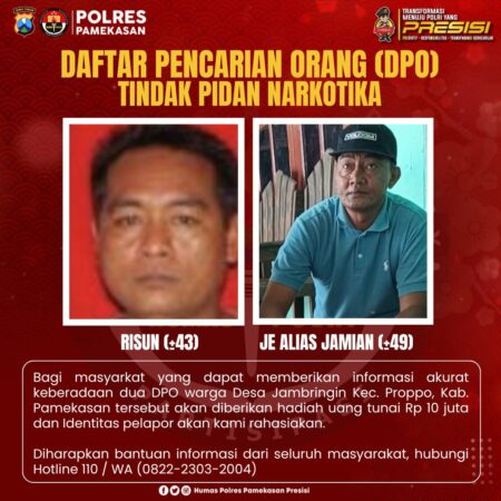 Terlibat Jaringan Narkotika, Risun Dan Jamian Warga Proppo Masuk DPO Polres Pamekasan