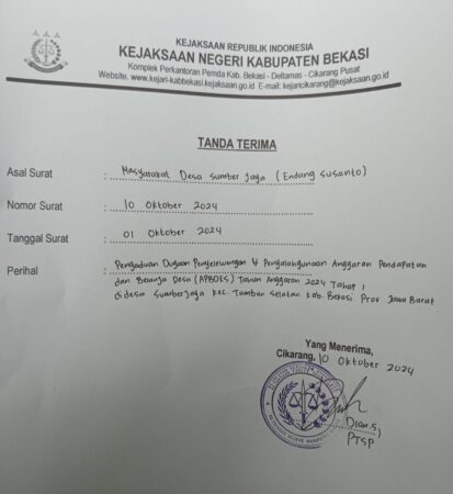 Kejari Cikarang Diminta Transparan Tangani Dugaan Penyelewengan APBDes SumberJaya