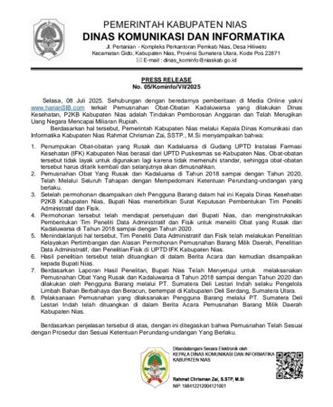 Kadis Kominfo Kabupaten Nias Beri Klarifikasi Terkait Berita yang Beredar di Media Online