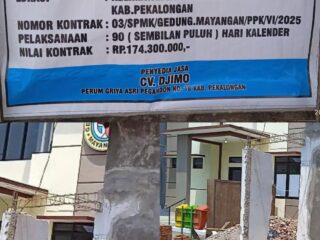 Proyek Rehabilitasi Kantor Kelurahan Mayangan Kec Wiradesa Kab Pekalongan Transparansi dan akuntabilitas Dipertanyakan