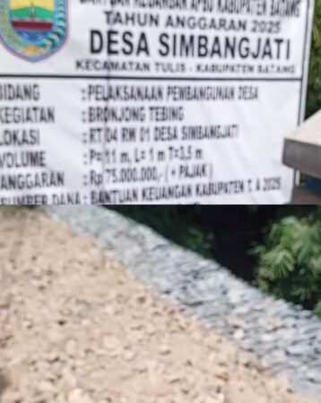 Pembangunan Bronjong Tebing, Desa SimbangJati, Kab Batang, Dikerjakan