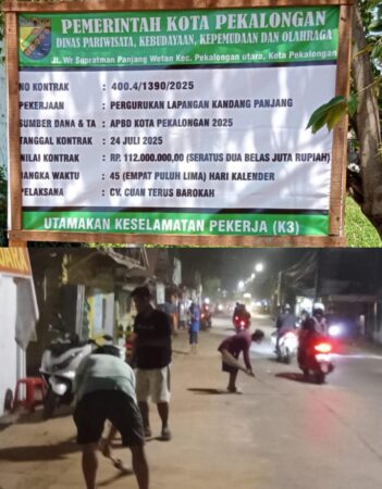 Sorotan Proyek Urugkan Lapangan Kandang Panjang Kota Pekalongan: : CV Cuan Terus Barokah Sebut Sudah Pasang Petugas dan Bersihkan Jalan