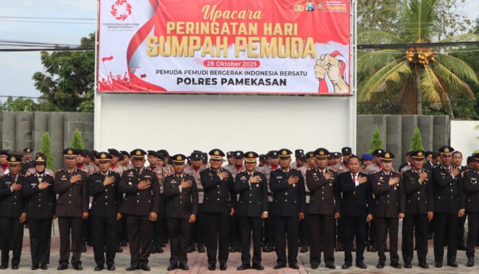 Polres Pamekasan Gelar Upacara Hari Sumpah Pemuda Ke-97, Pemuda Pemudi Bergerak, Indonesia Bersatu