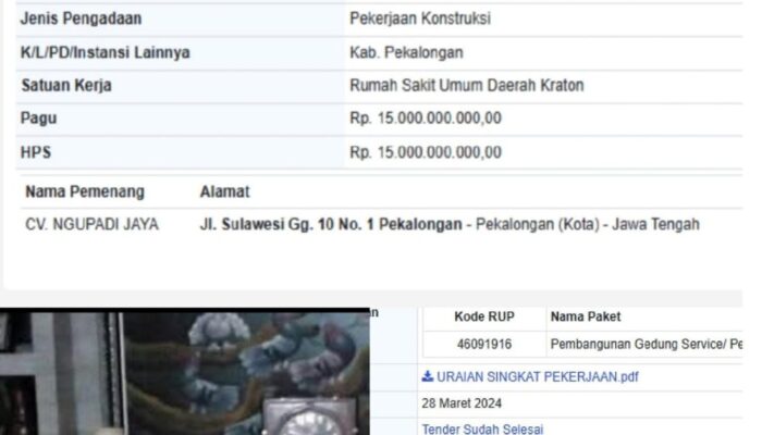 E Tendering, Pembangunan GSP, RSUD Kraton Pekalongan, GNPK RI