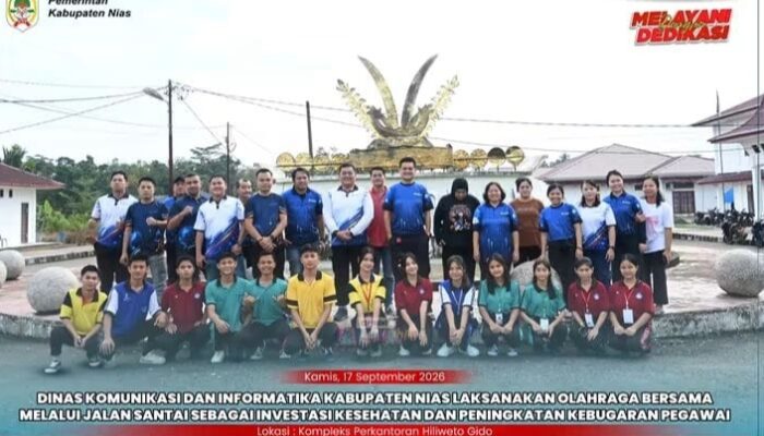 Diskominfo Kabupaten Nias Gelar Olahraga Bersama