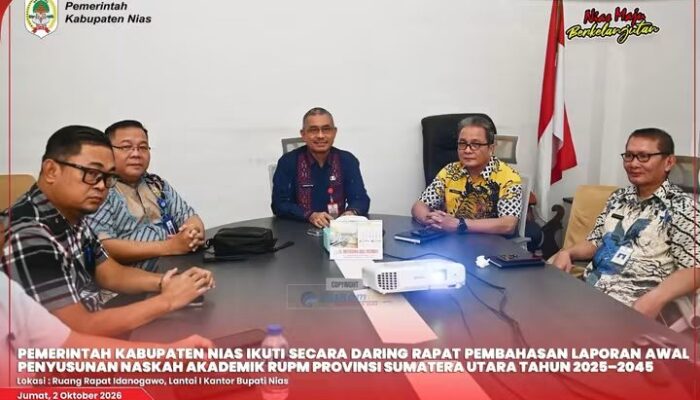 Pemkab Nias Ikuti Rapat Daring Pembahasan Penyusunan Naskah Akademik RUPM Sumut Tahun 2025-2045